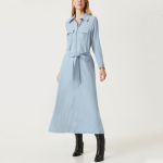 Light blue simple women's long-sleeved dress