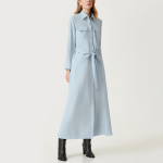Light blue simple women's long-sleeved dress