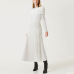 Elegant and chic white women's long sleeve dress