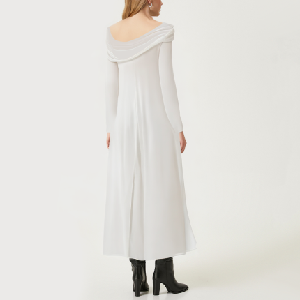 Elegant and chic white women's long sleeve dress