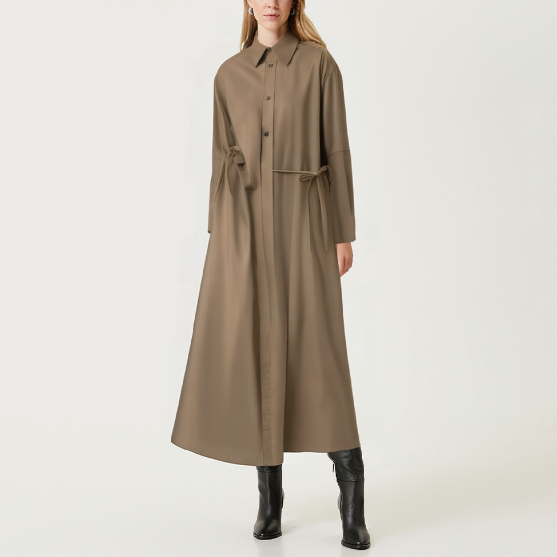 Retro versatile asymmetrical women's long-sleeved dress