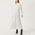 White versatile asymmetrical women's long-sleeved dress