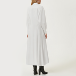 White versatile asymmetrical women's long-sleeved dress
