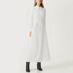 White versatile asymmetrical women's long-sleeved dress