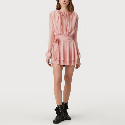 Autumn floral embellished women's long-sleeved dress