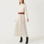 Fashionable pleated lapel women's long sleeve dress