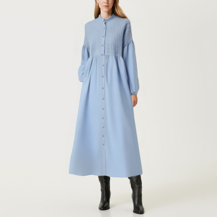 Blue chic loose women's long-sleeved dress