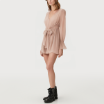 Fashionable V-neck flared women's long-sleeved dress