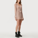 Fashionable V-neck flared women's long-sleeved dress