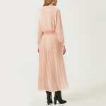 Pink fashion pleated women's long sleeve dress