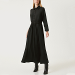 Black vintage breathable women's long-sleeved dress