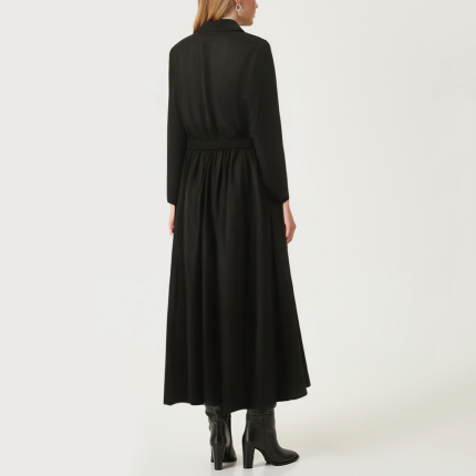 Black vintage breathable women's long-sleeved dress
