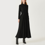 Black vintage breathable women's long-sleeved dress