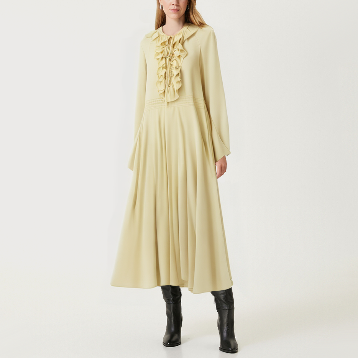 Versatile loose lace-up women's long-sleeved dress