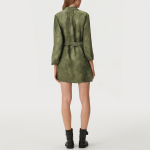 Green embroidered women's long sleeve dress