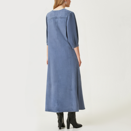 Temperament versatile denim women's long-sleeved dress
