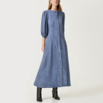 Temperament versatile denim women's long-sleeved dress