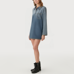 Gradient denim women's long-sleeved dress