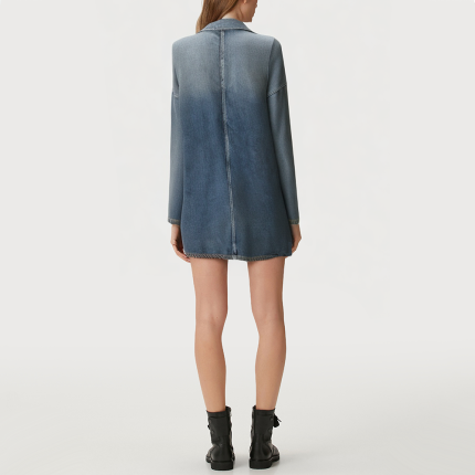 Gradient denim women's long-sleeved dress