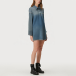 Gradient denim women's long-sleeved dress