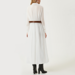 White simple satin texture women's long-sleeved dress