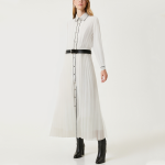 Pleated single-breasted women's long-sleeved dress