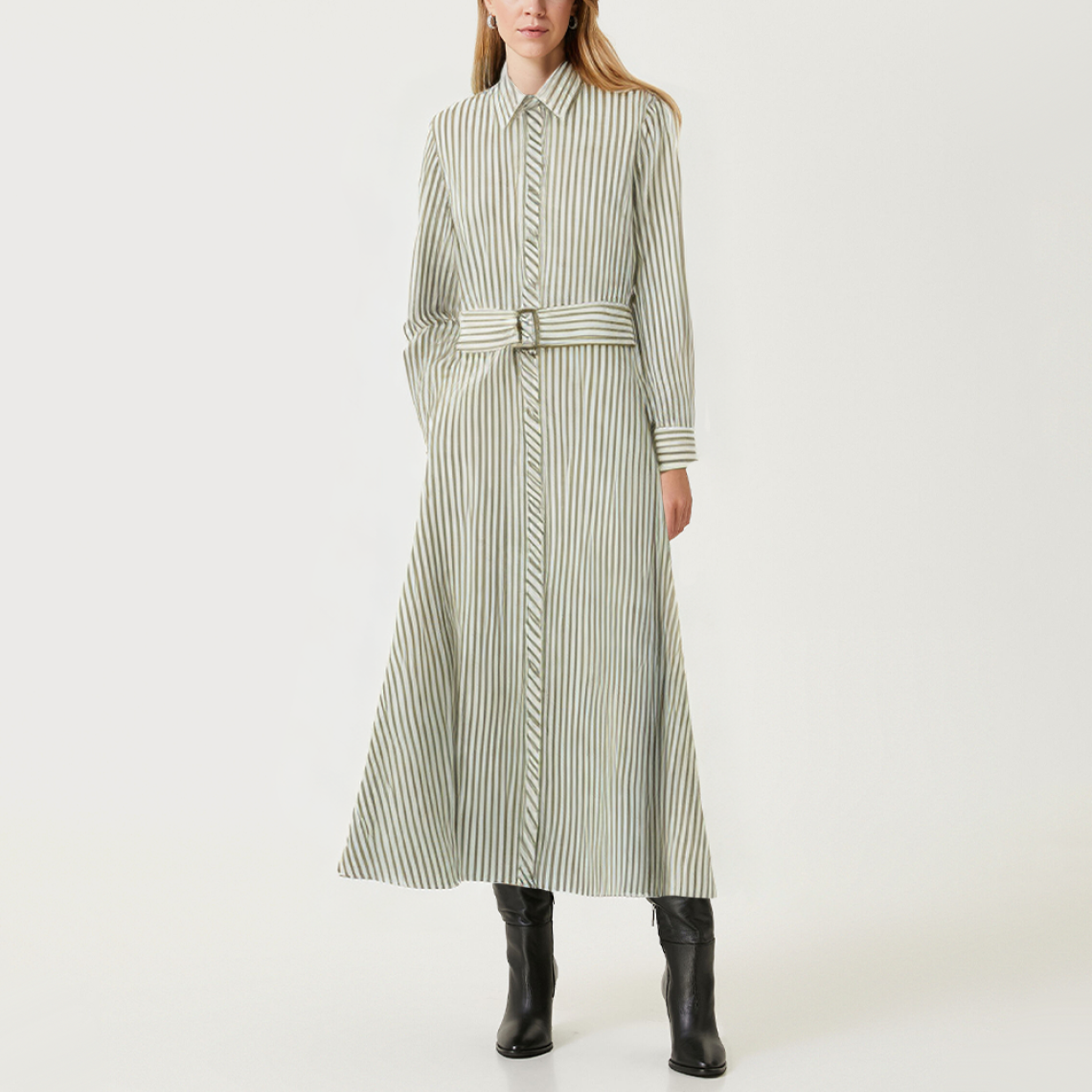 Striped loose women's long-sleeved dress