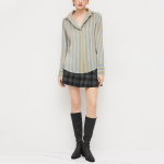 Fashion striped lapel women's long-sleeved shirt