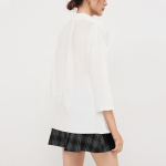 Simple pleated white women's long-sleeved shirt