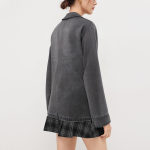 Casual grey denim women's long sleeve shirt