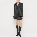 Casual grey denim women's long sleeve shirt