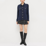 Dark blue vintage denim women's long-sleeved shirt