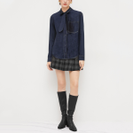 Chic bow denim women's long sleeve shirt