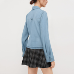 Fashionable women's long-sleeved shirt with flap