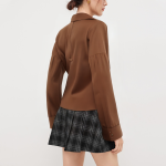 Brown wide sleeve loose women's long sleeve shirt