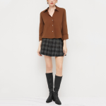 Brown wide sleeve loose women's long sleeve shirt
