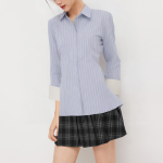 Striped blue fashion women's long sleeve shirt