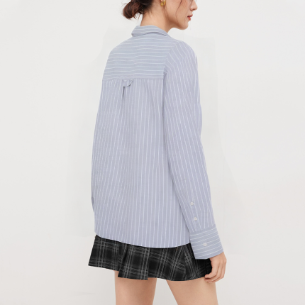 Striped blue fashion women's long sleeve shirt