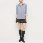 Striped blue fashion women's long sleeve shirt