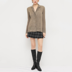 Vintage lapel linen women's long sleeve shirt