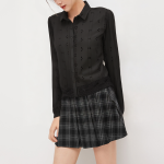 Elegant hollow embroidery women's long-sleeved shirt