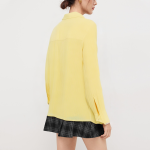 Yellow lapel striped women's long-sleeved shirt