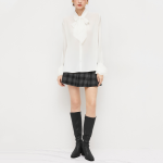 White satin bell sleeve women's long sleeve shirt