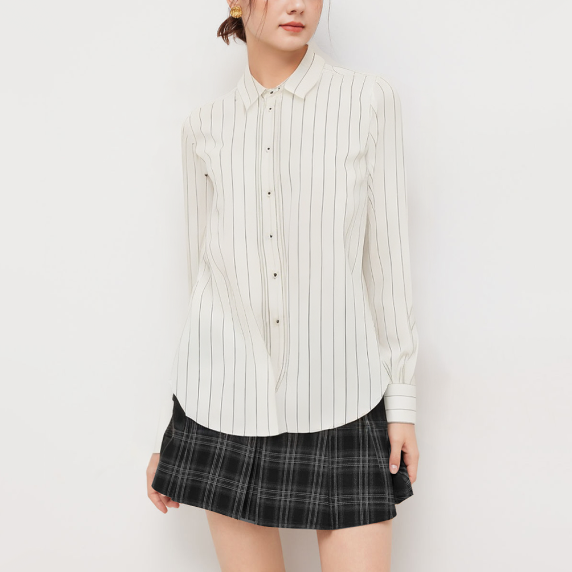 Striped casual loose women's long-sleeved shirt