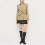 Women's cross front pleated long sleeve shirt