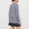Blue striped loose women's long-sleeved shirt