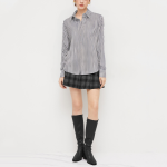 Blue striped loose women's long-sleeved shirt