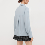 Fashion pocket loose women's long sleeve shirt