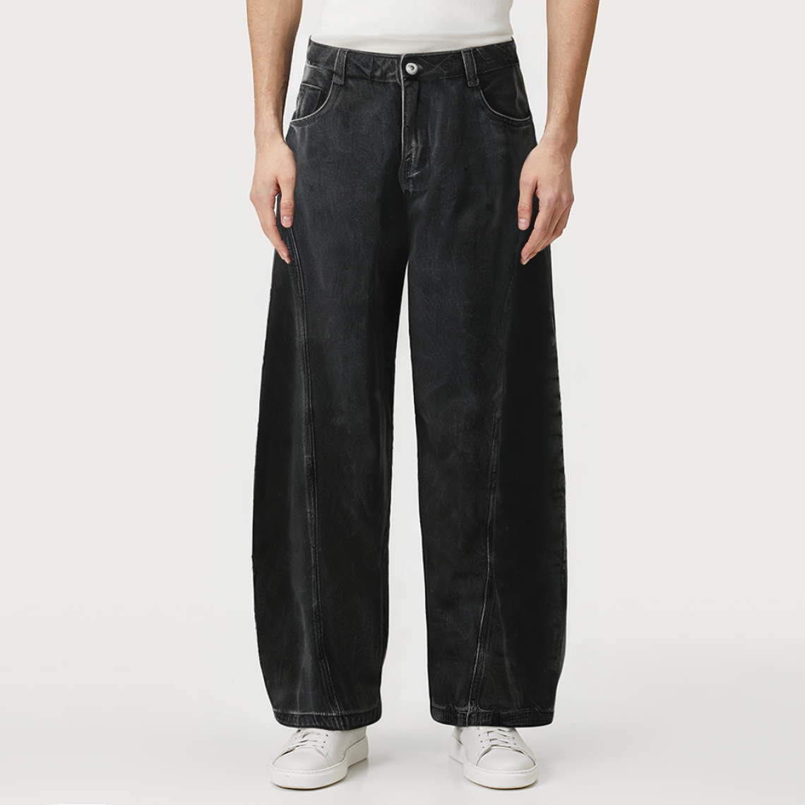 High quality loose wide-leg men's denim trousers