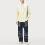 Distressed vintage loose men's denim trousers